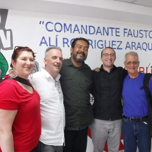 The delegation from Freedom Road Socialist Organization (FRSO) with Venezuelan trade union leader Jacobo Torres.